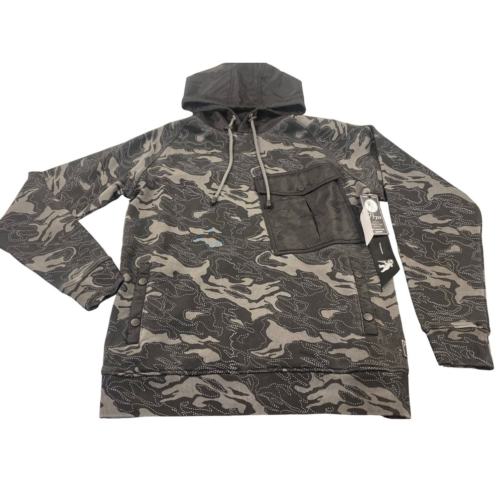 Prps Black & Gray‎ Camo Hoodie Garment Dyed Cotton Pullover Men's Small **NWT